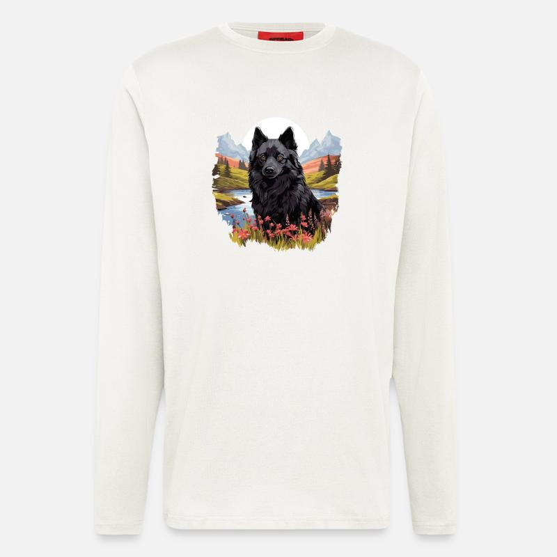 Schipperke - Manches longues bio décontracté fabriqué en UE - OFF WHITE