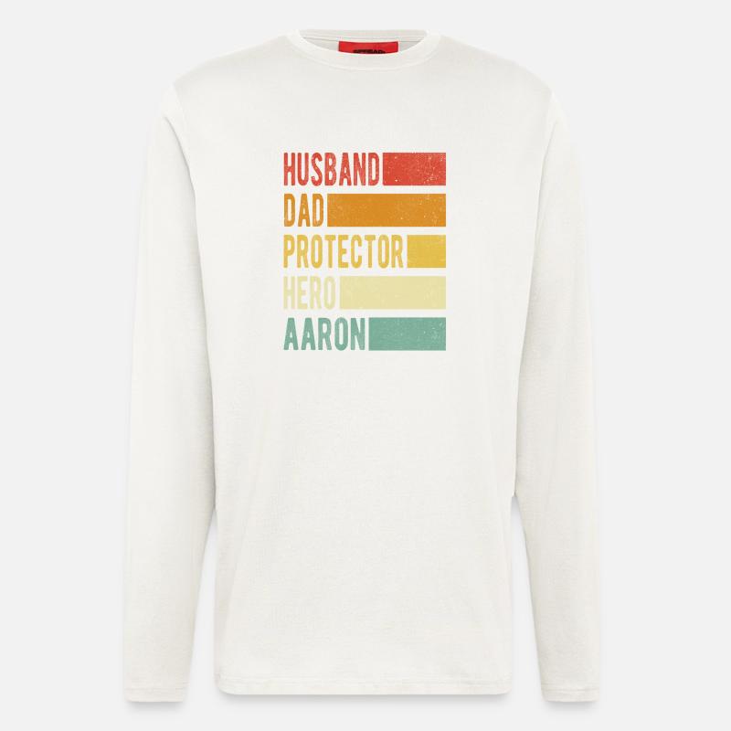 Aaron Name Papa Geschenk - Langarmshirt - made by SPREAD  - OFF WHITE