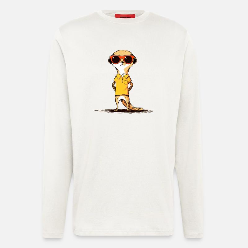 Erdmännchen Mit Sonnenbrille Meerkat - Langarmshirt - made by SPREAD  - OFF WHITE