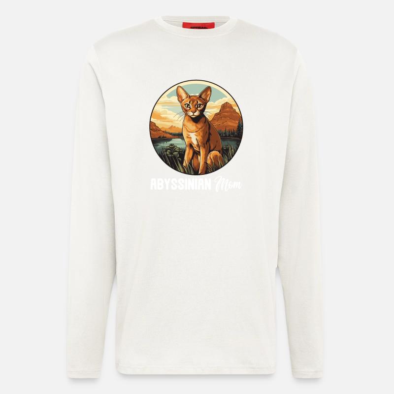 Abyssinian Cat Abessinierkatze - Langarmshirt - made by SPREAD - OFF WHITE