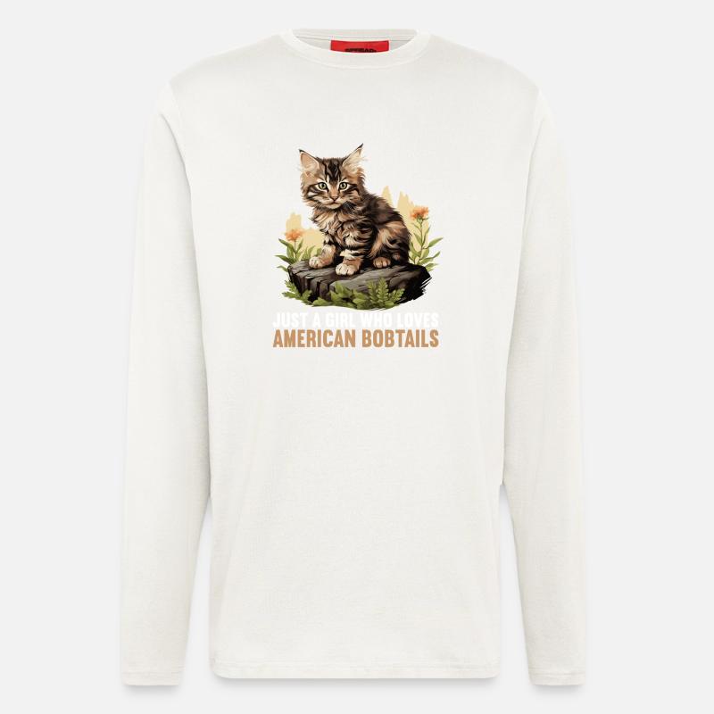 Chat Chats American Bobtail - Manches longues bio décontracté fabriqué en UE - OFF WHITE