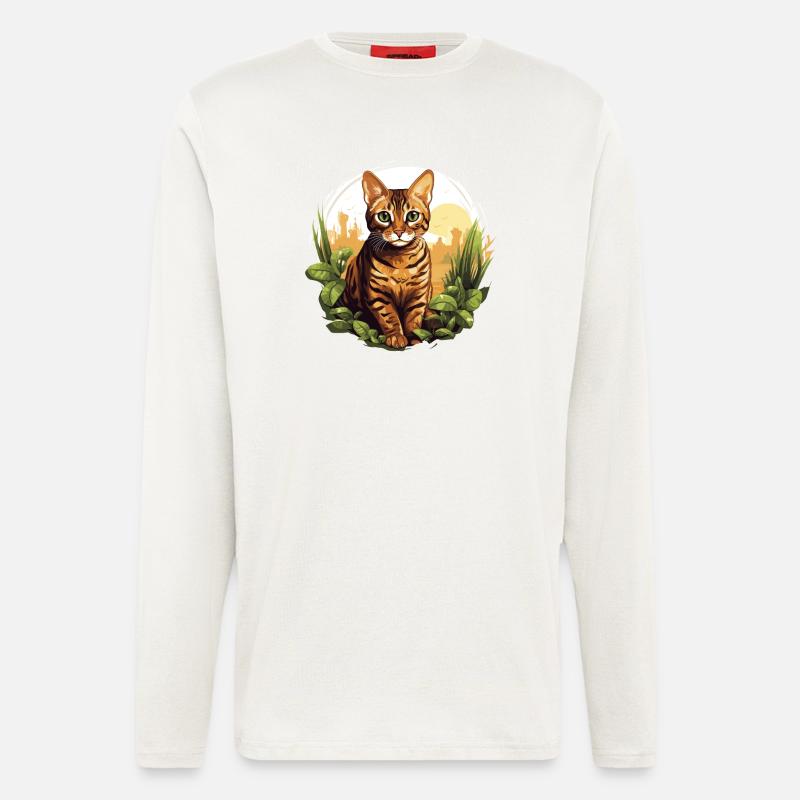 Bengal Cat Bengalkatze - Langarmshirt - made by SPREAD  - OFF WHITE