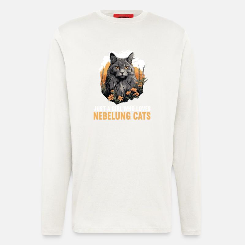 Chaton Nebelung Chat Nebelung - Manches longues bio décontracté fabriqué en UE - OFF WHITE