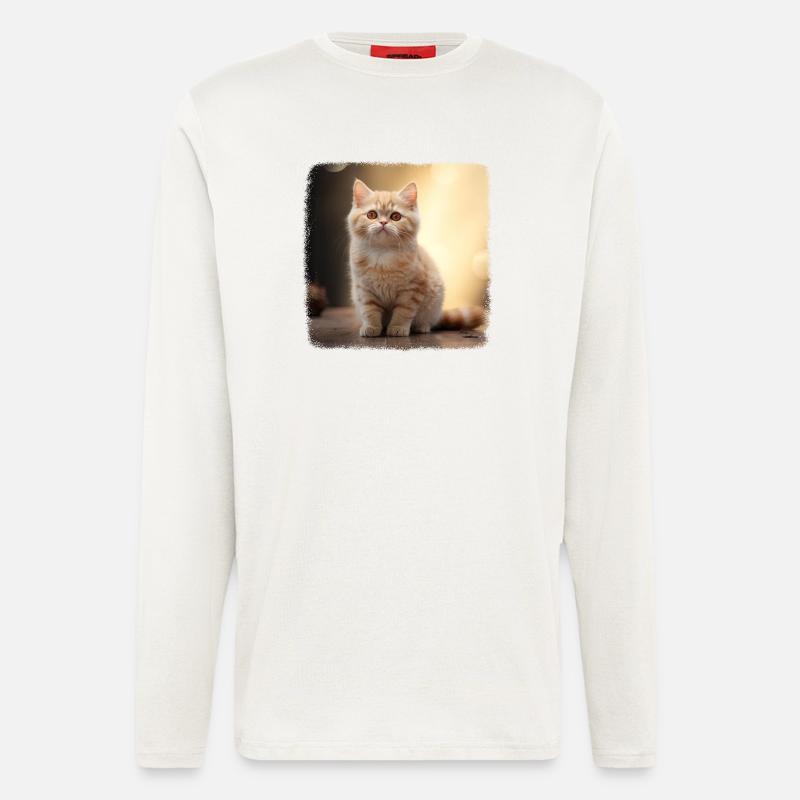 Chaton Munchkin Chat Munchkin - Manches longues bio décontracté fabriqué en UE - OFF WHITE
