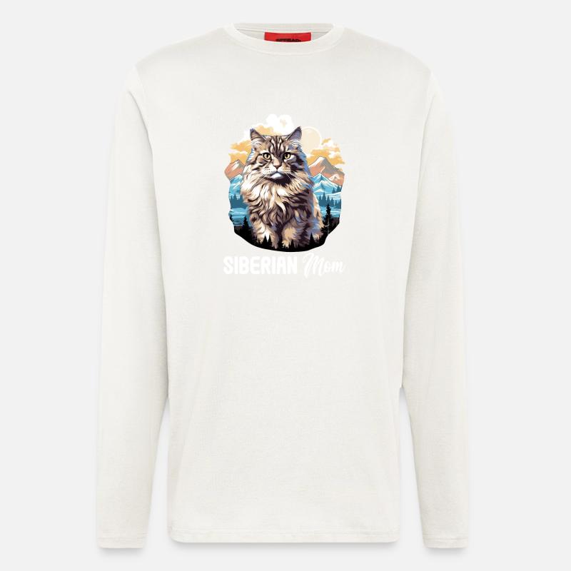Siberian Cat Sibirische Katze - Langarmshirt - made by SPREAD  - OFF WHITE