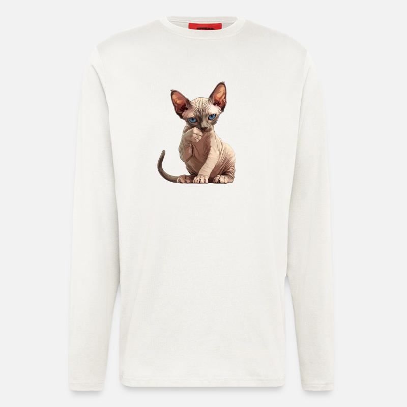 Sphynx Kätzchen Sphynx Katze - Langarmshirt - made by SPREAD  - OFF WHITE