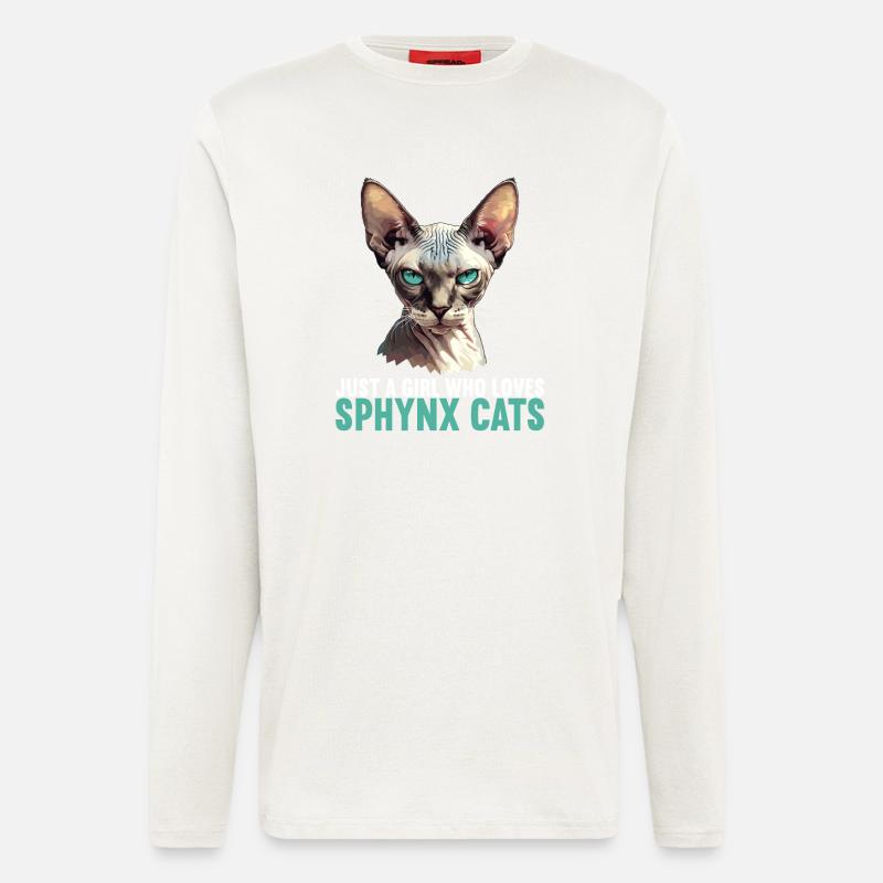 Chaton Sphynx Chat Sphynx - Manches longues bio décontracté fabriqué en UE - OFF WHITE