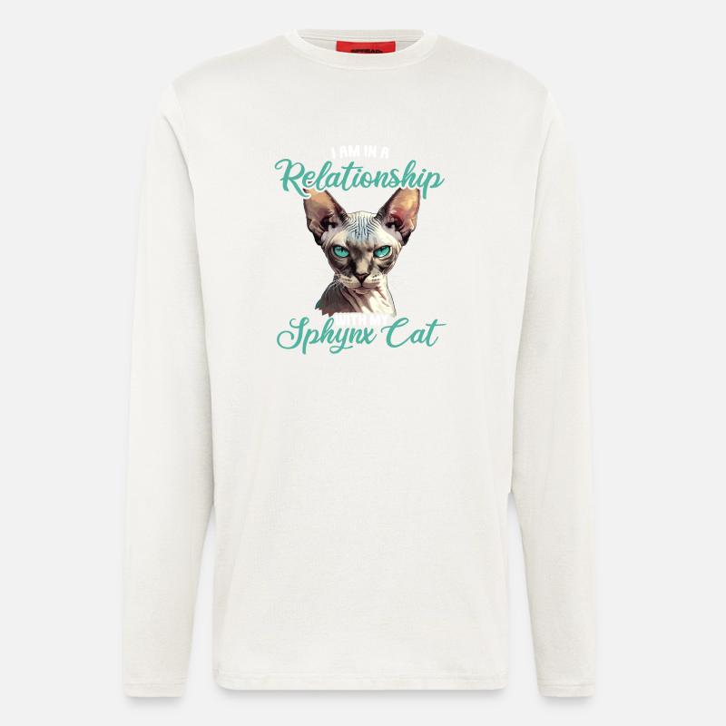 Chaton Sphynx Chat Sphynx - Manches longues bio décontracté fabriqué en UE - OFF WHITE