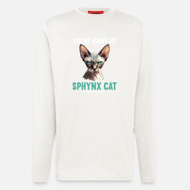 Chaton Sphynx Chat Sphynx - Manches longues bio décontracté fabriqué en UE - OFF WHITE