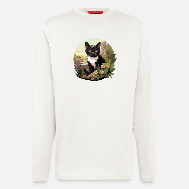 Tuxedo Kätzchen Tuxedo Katze - Langarmshirt - made by SPREAD  - OFF WHITE