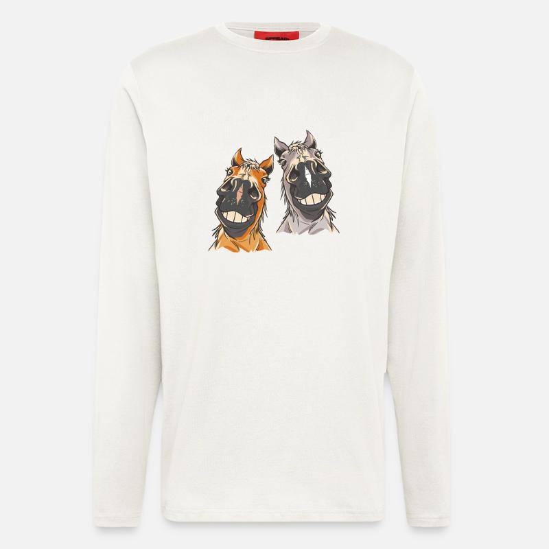 Pferdekopf Pferd Pferde - Langarmshirt - made by SPREAD  - OFF WHITE