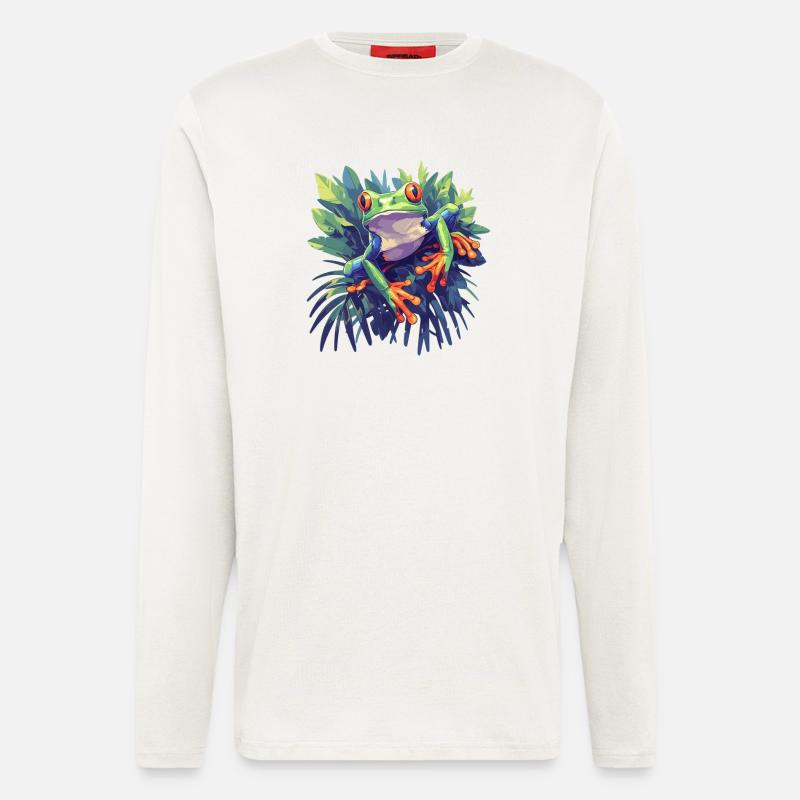 Rainette Baumfrösche Baumfrosch - Manches longues bio décontracté fabriqué en UE - OFF WHITE