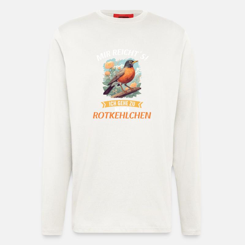 Robin Rotkehlchen - Manches longues bio décontracté fabriqué en UE - OFF WHITE