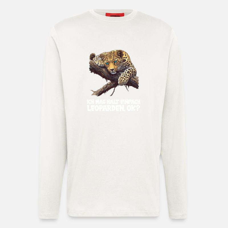 Léopard léopard - Manches longues bio décontracté fabriqué en UE - OFF WHITE