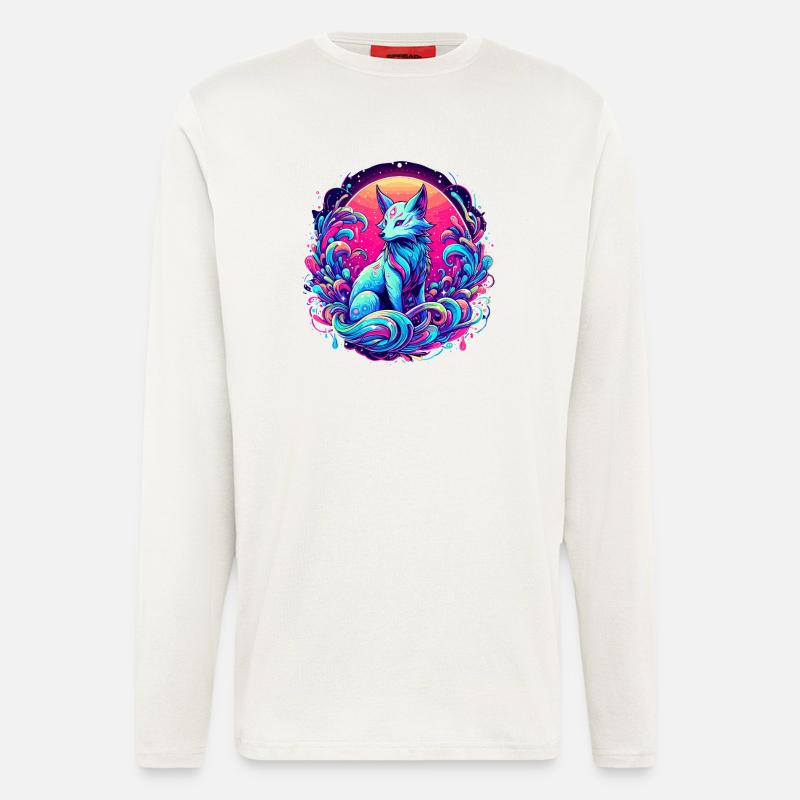 Fuchs Kunst Psychedelisch - Langarmshirt - made by SPREAD  - OFF WHITE