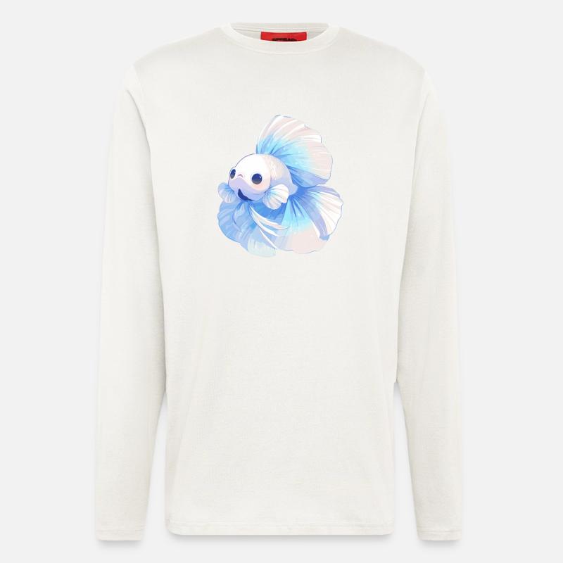 Bettas Betta Poisson Betta - Manches longues bio décontracté fabriqué en UE - OFF WHITE