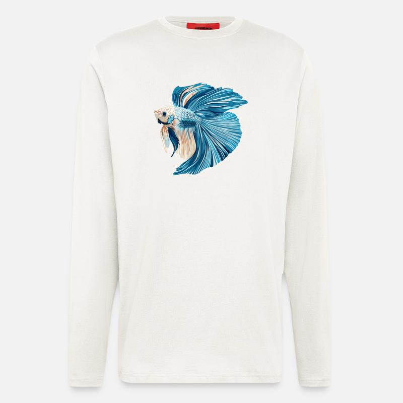 Bettas Betta Poisson Betta - Manches longues bio décontracté fabriqué en UE - OFF WHITE