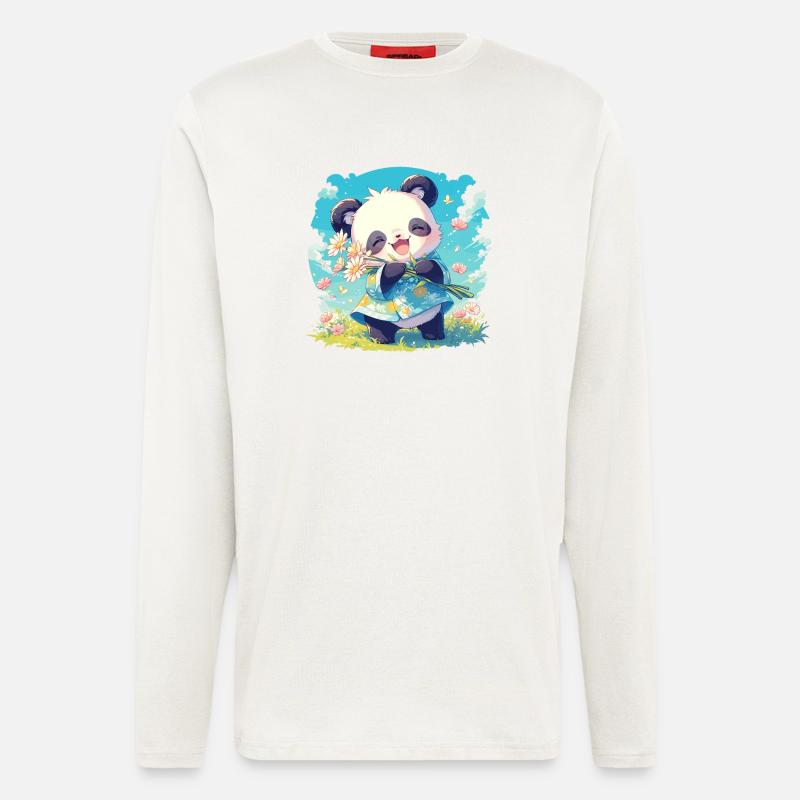 Pandas Panda - Manches longues bio décontracté fabriqué en UE - OFF WHITE