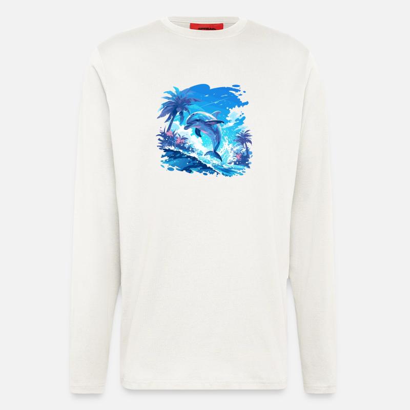 Dolphin Delfine Delfin - Langarmshirt - made by SPREAD  - OFF WHITE