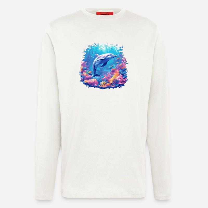 Dolphin Delfine Delfin - Langarmshirt - made by SPREAD - OFF WHITE