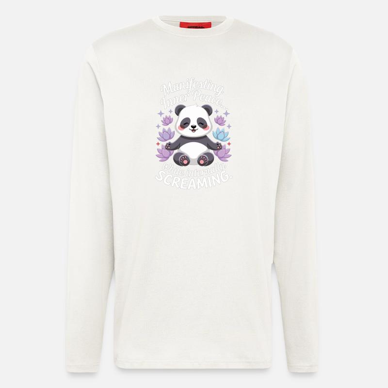 Meditating Panda – Zen & Mindfulness - Longsleeve - made by SPREAD  - OFF WHITE
