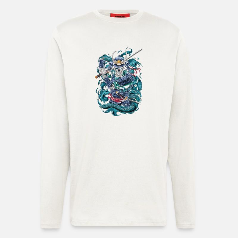 Geisterhafter Samurai-Krieger - Langarmshirt - made by SPREAD  - OFF WHITE