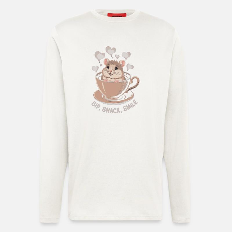 Kaffeepause mit Maus - Langarmshirt - made by SPREAD  - OFF WHITE