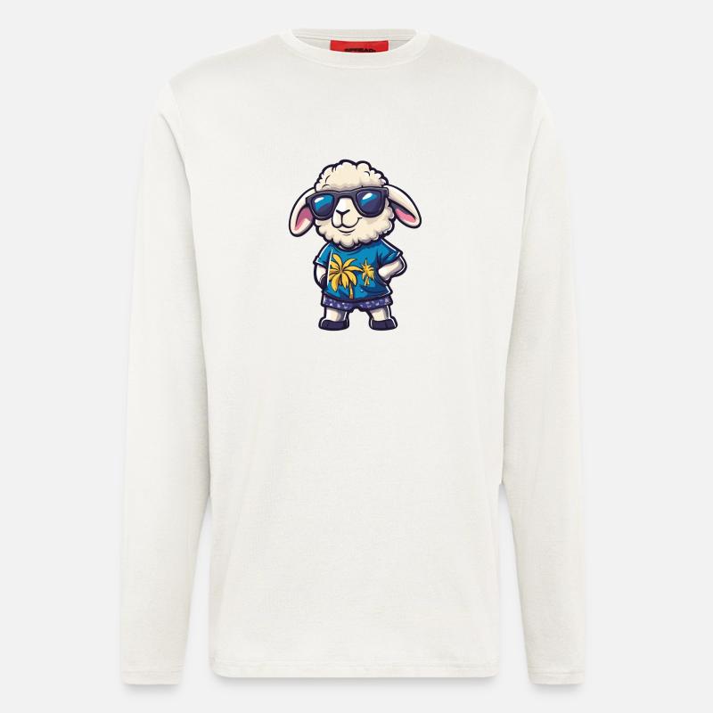 Schaf Comic Cool Sommer - Langarmshirt - made by SPREAD  - OFF WHITE