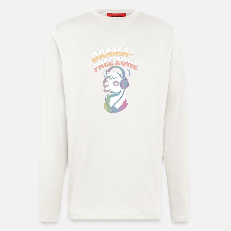 No Drama – Llama Zone - Longsleeve - made by SPREAD  - OFF WHITE