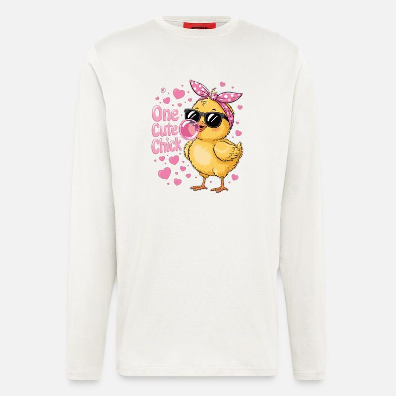Poussin mignon – effronté et élégant - Manches longues bio décontracté fabriqué en UE - OFF WHITE