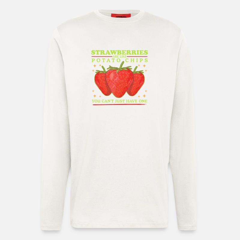 Erdbeeren Strawberry Erdbeere Geschenke - Langarmshirt - made by SPREAD - OFF WHITE