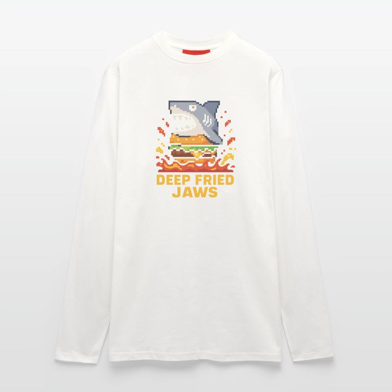 Deep Fried Jaws Pixel Shark Burger Longsleeve - made by SPREAD 