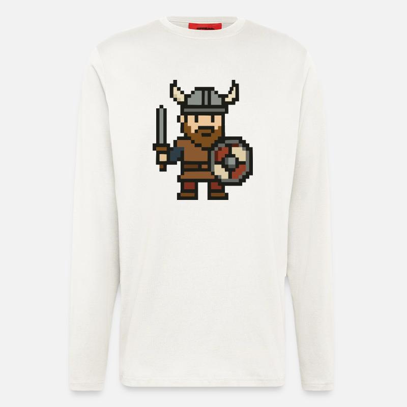 wikinger comic pixel - Langarmshirt - made by SPREAD  - OFF WHITE