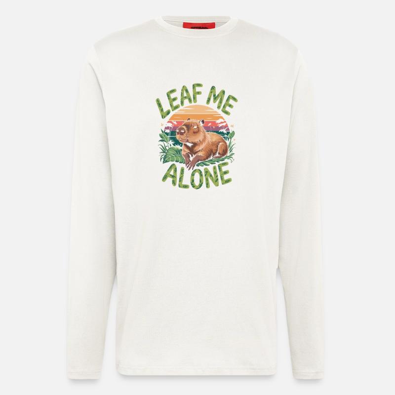 Capybara Leaf me alone - Longsleeve - made by SPREAD  - OFF WHITE