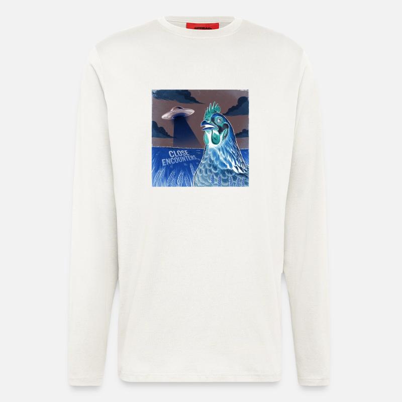 Aliens and Chickens: Unexpected Encounters - Longsleeve - made by SPREAD  - OFF WHITE