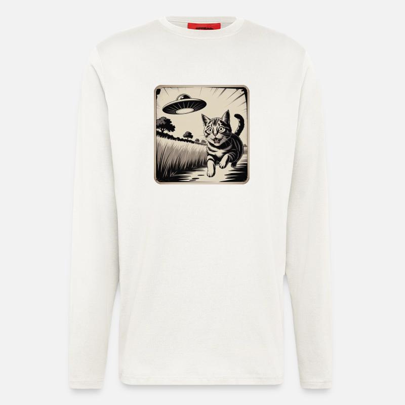 Cat and UFO Adventure Drawing - Longsleeve - made by SPREAD  - OFF WHITE