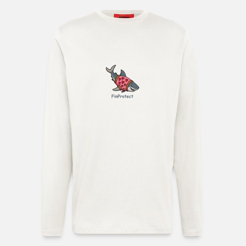 Comic Hai mit Herzpullover - Langarmshirt - made by SPREAD  - OFF WHITE