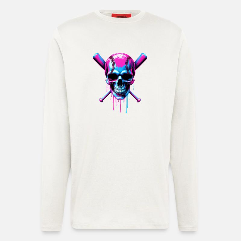 Baseball Skull Batte de Baseball - Manches longues bio décontracté fabriqué en UE - OFF WHITE
