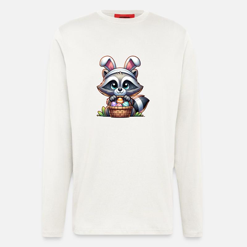 Raccoon Easter Easter Basket - Longsleeve - made by SPREAD - OFF WHITE