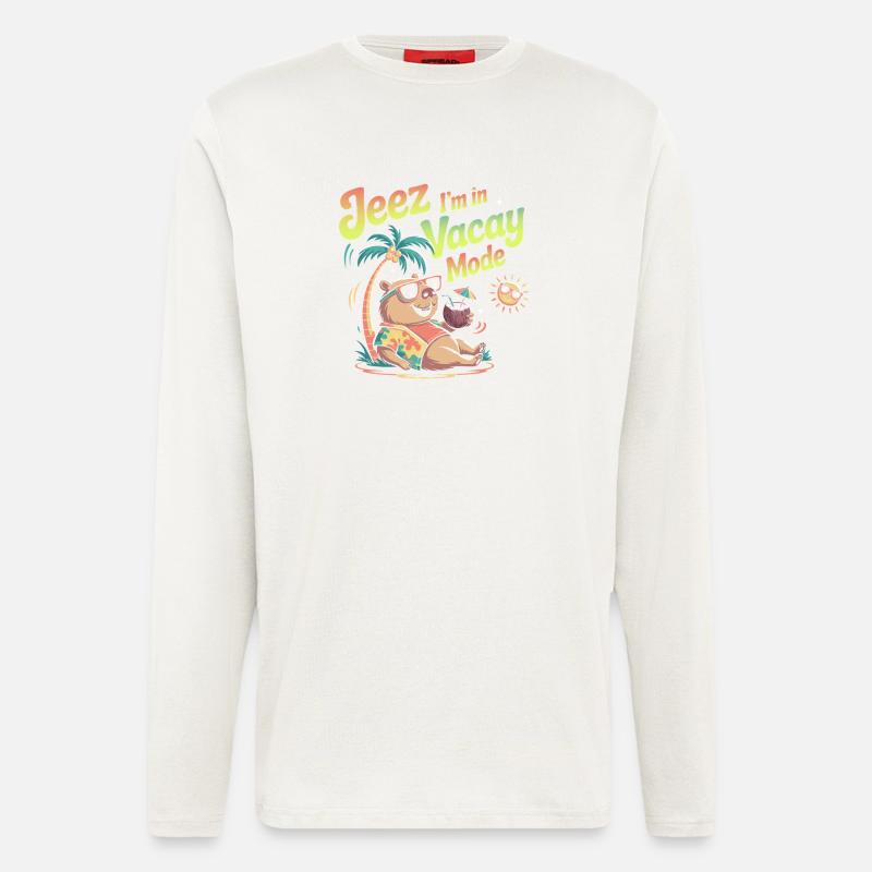 Jeez Vacay Mode Capybara - Langarmshirt - made by SPREAD  - OFF WHITE