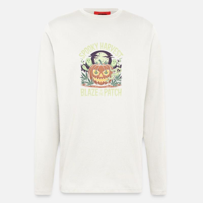 Funny Cannabis Pumpkin - Longsleeve - made by SPREAD  - OFF WHITE