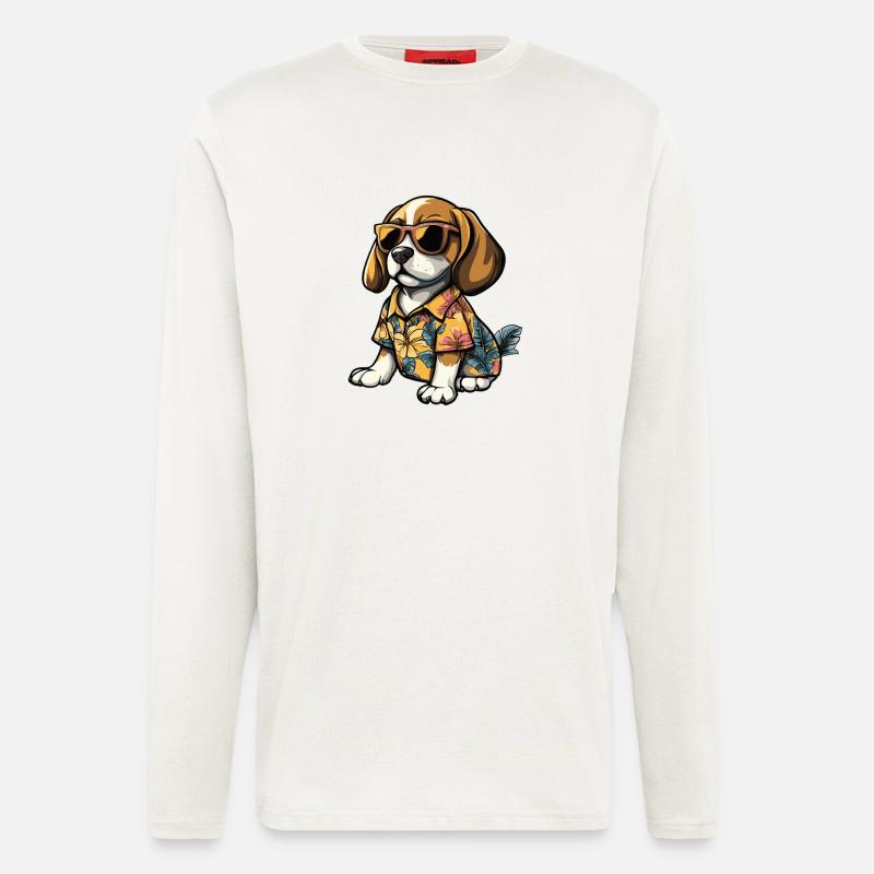 Beagle Hund Comic Urlaub - Langarmshirt - made by SPREAD  - OFF WHITE