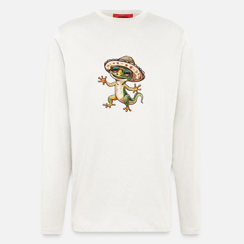 Lizard Comic Funny Sombrero - Longsleeve - made by SPREAD  - OFF WHITE