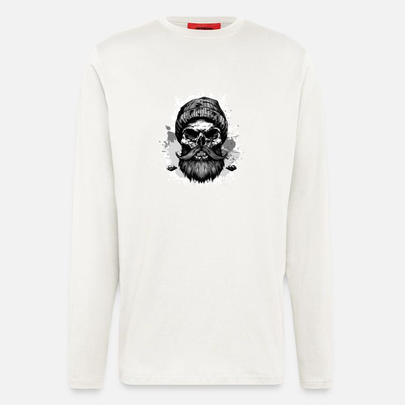 Bûcheron Crâne Bûcheron - Manches longues bio décontracté fabriqué en UE - OFF WHITE
