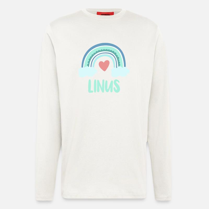 Linus Name Regenbogen Baby - Langarmshirt - made by SPREAD  - OFF WHITE