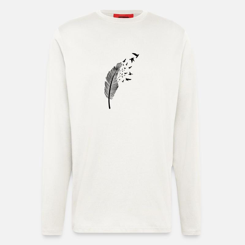 Feder und Vogel - Langarmshirt - made by SPREAD  - OFF WHITE