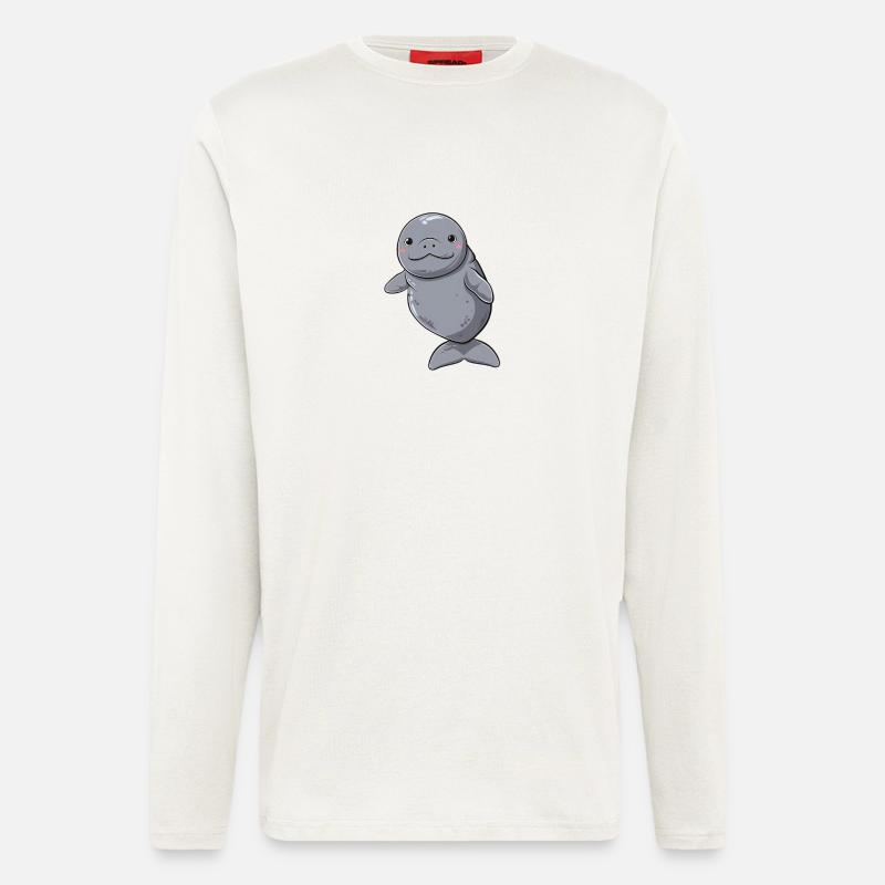 Cute manatee with big eyes - Longsleeve - made by SPREAD  - OFF WHITE