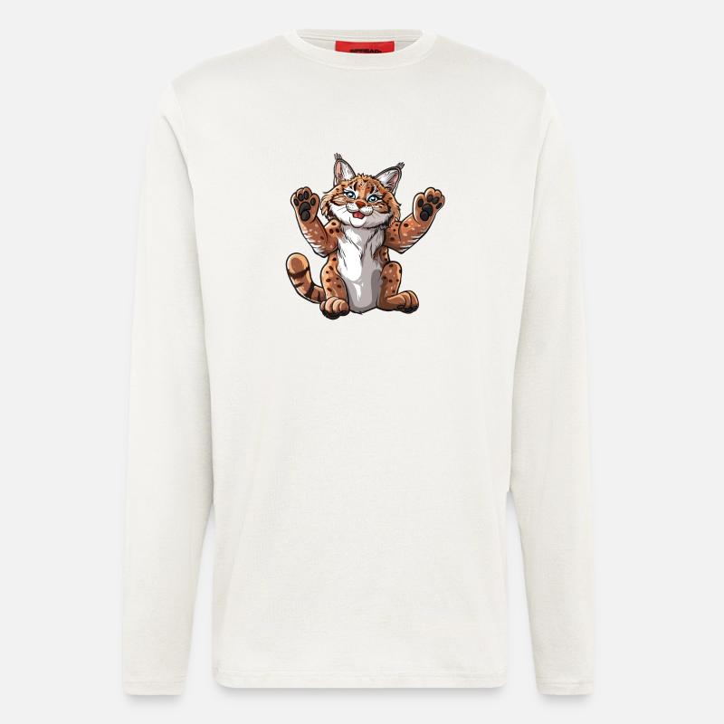 Niedlicher Lachender Luchs - Langarmshirt - made by SPREAD  - OFF WHITE