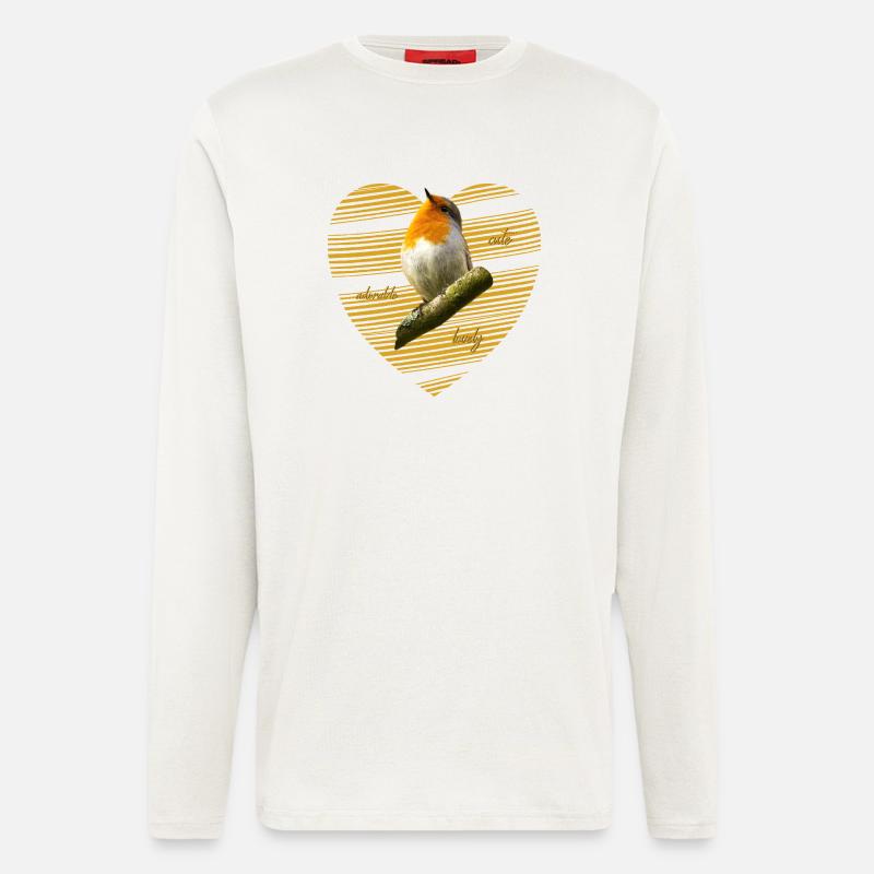 Robin Erithacus rubecula - Longsleeve - made by SPREAD  - OFF WHITE