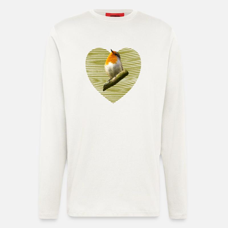 Rotkehlchen Vogel - Langarmshirt - made by SPREAD  - OFF WHITE